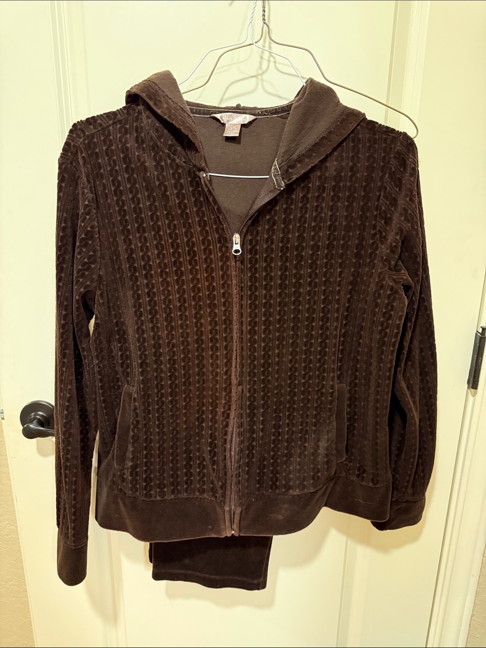 White Stag Brown Velour Zip Hoodie Jacket